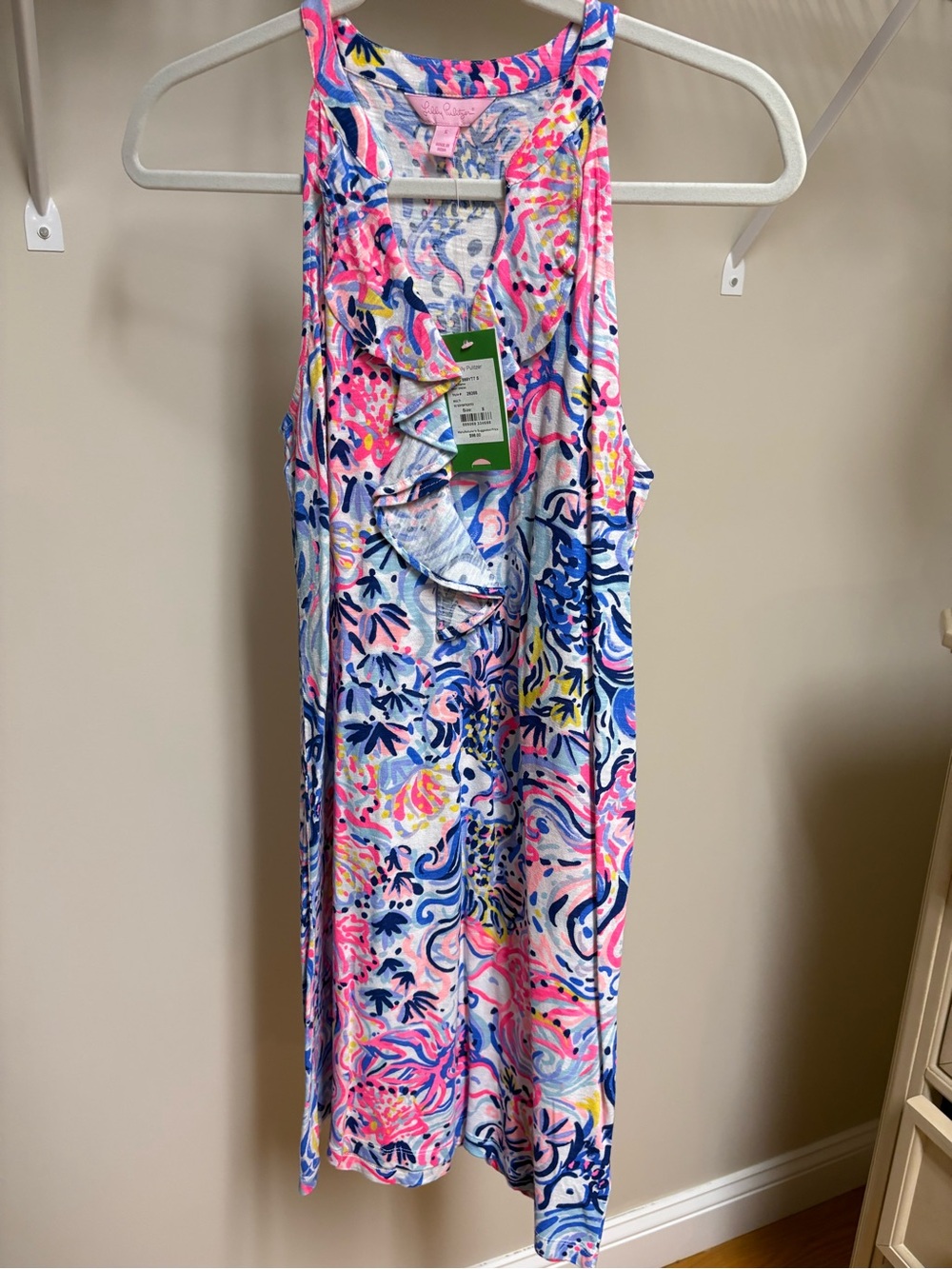 Lilly Pulitzer Multicolor Pink Blue Floral Ruffle Dress